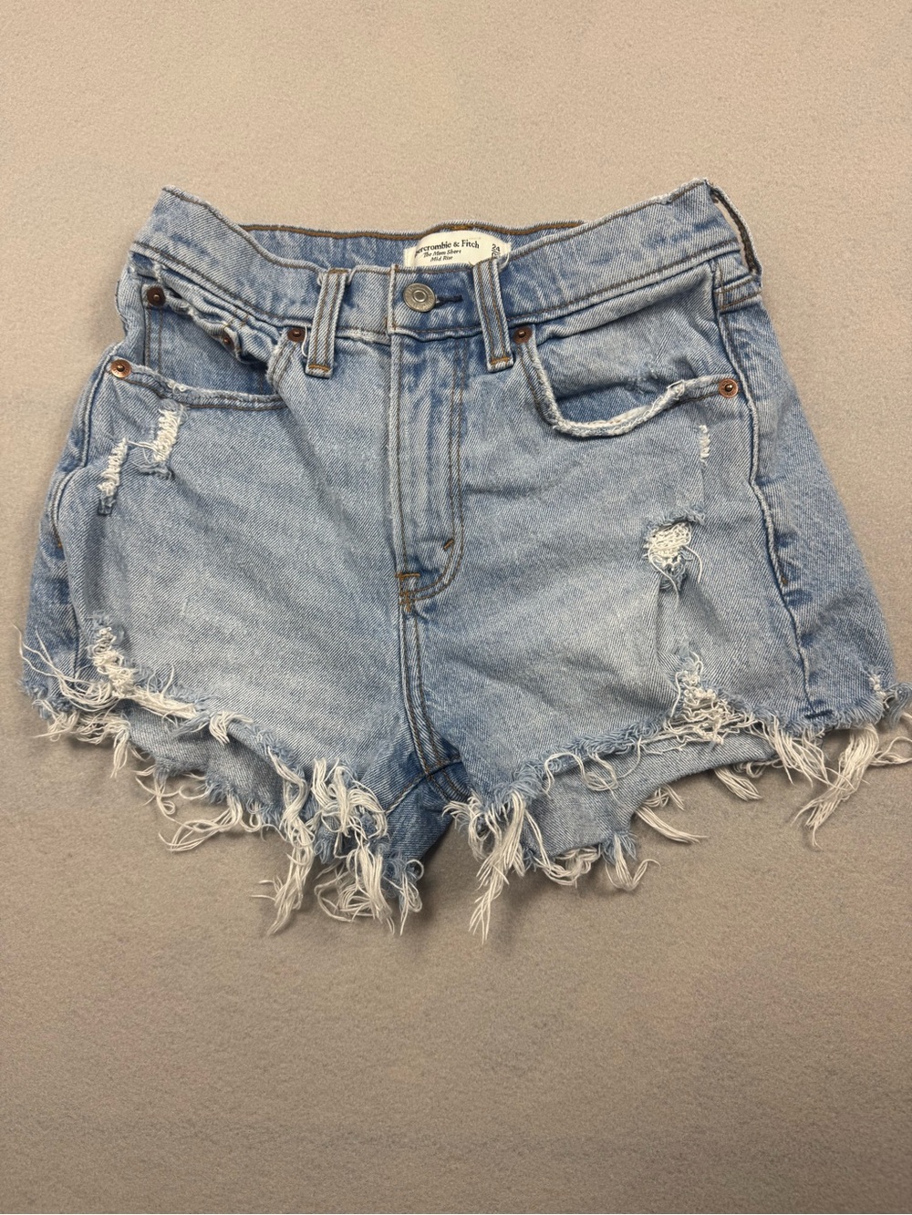 Abercrombie & Fitch Curve Love Mom Short Mid Rise Distressed Denim Size 24/00